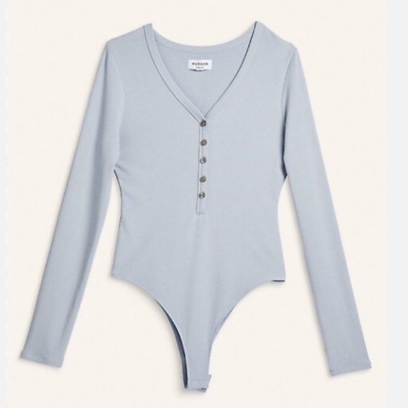 Hudson North Women’s Henley Long Sleeve Body Suit. Light Blue. Size XS. NWT. - Picture 6 of 11